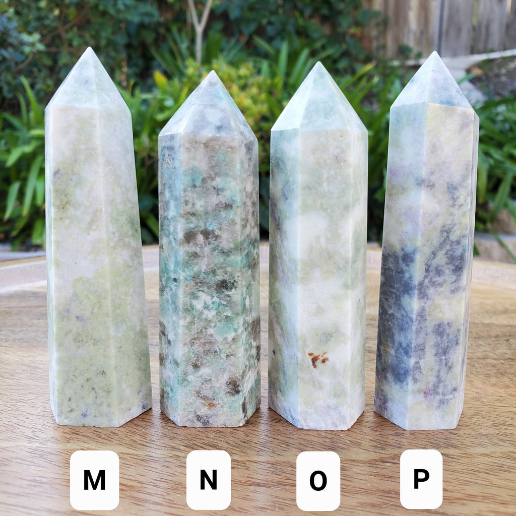 Blue Yooperlite Towers | Glowing Crystal Stone with UV Light - Personal Growth, Positive Environment - Teal Yooperlite Crystal Points