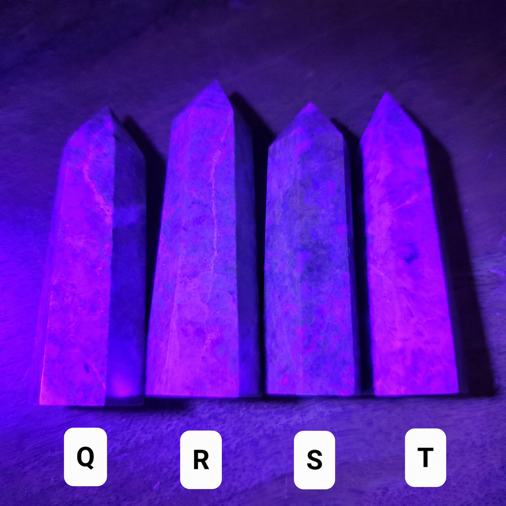 Blue Yooperlite Towers | Glowing Crystal Stone with UV Light - Personal Growth, Positive Environment - Teal Yooperlite Crystal Points