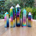Aura Obsidian Tower - Self Reflection, Release Negative Energies, Balance - Rainbow Aura Point Healing Crystals Gemstones