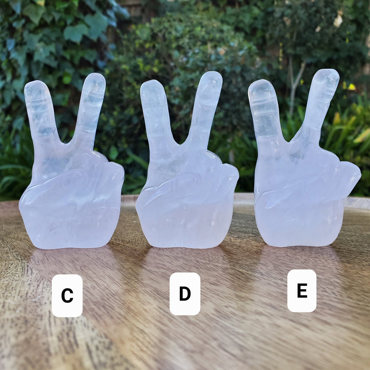 Light Rose Quartz Peace Sign - Unconditional Love, Compassion, Self Love - Pink Crystal Hand Carving Healing Gemstones