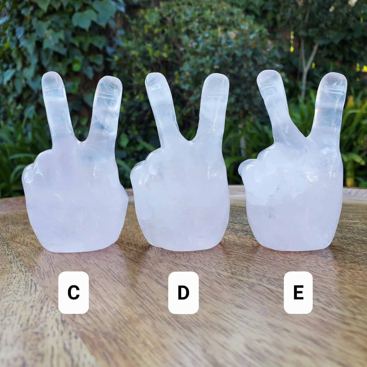 Light Rose Quartz Peace Sign - Unconditional Love, Compassion, Self Love - Pink Crystal Hand Carving Healing Gemstones