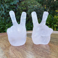 Light Rose Quartz Peace Sign - Unconditional Love, Compassion, Self Love - Pink Crystal Hand Carving Healing Gemstones