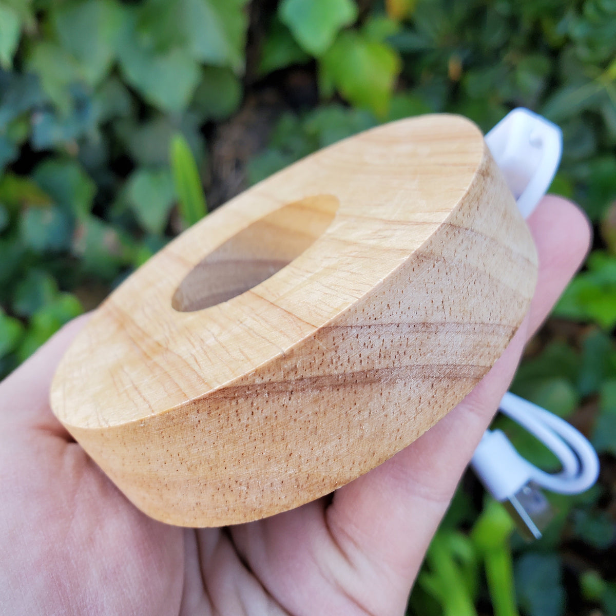 Wood Sphere Stand with Light - Holds Any 2" to 4" Sphere - Light Stand with USB plug in - Crystal Ball Stand Holder Display Lamp Base