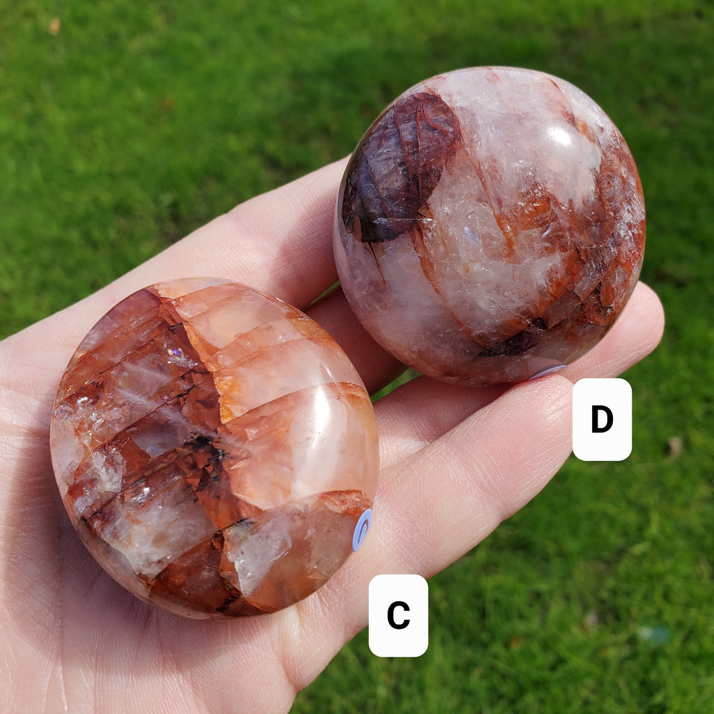 Fire Quartz Palm - Energizing, Motivation, Vitality, Reflection, Renewal - Quartz Crystal Palmstone Healing  For Meditation, Energy Work