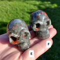 African Bloodstone Skull - Calming, Grounding, Persistence, Courage - 2" Black and Red Crystal Skull Carving Healing Gemstone