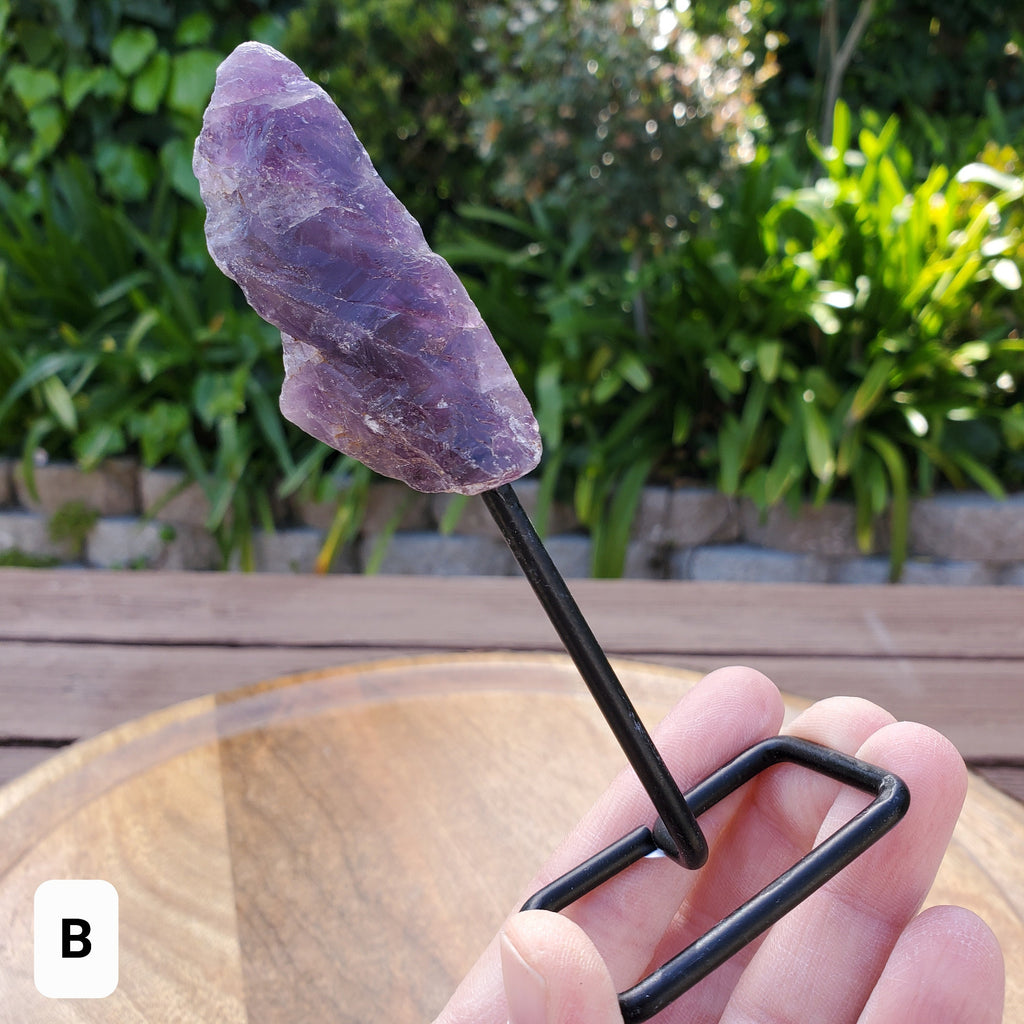 Raw Amethyst on Stand - Calming, Energetic Protection, Positivity, Connection - Purple Amethyst Crystal Healing Gemstones