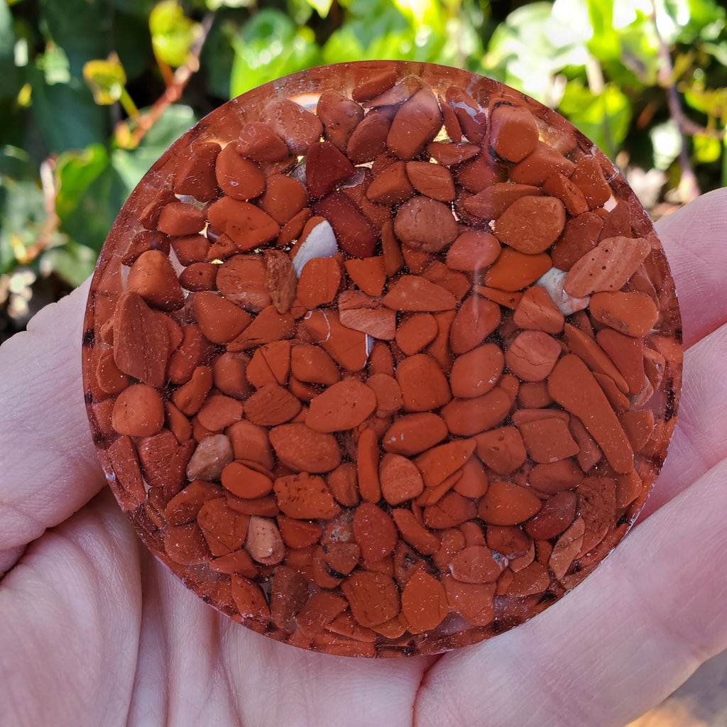 Red Jasper Trinket Jar | Handmade Resin Jar with Red Jasper Chip Stones - Cellular Healing, Creativity, Reflection - Red Room Stash Jar