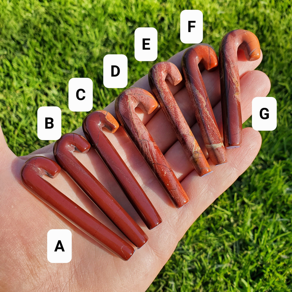 Red Jasper Candy Cane - Cellular Healing, Creativity, Reflection, Patience - Red Crystal Cane Stone Healing Gemstones