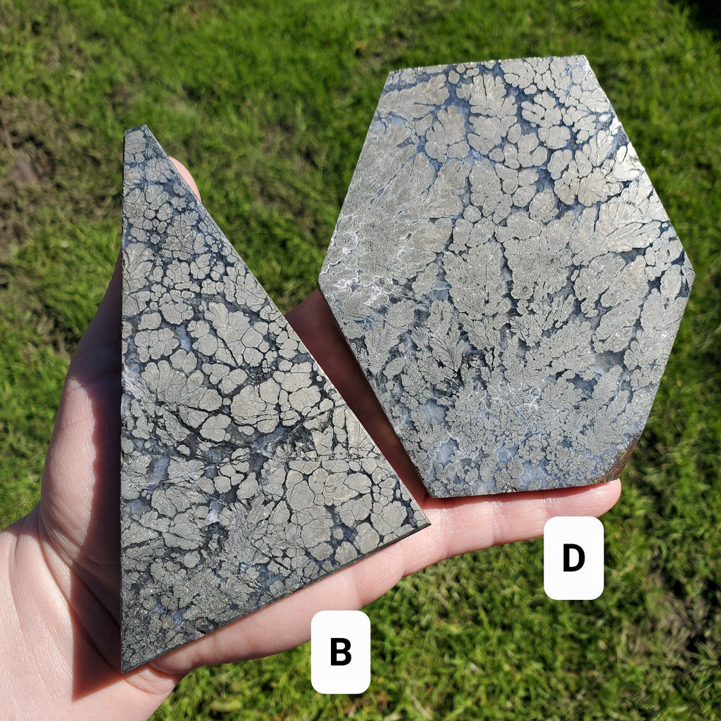 Pyrite Agate Slab with Stand - Blocks Negativity, Blocks EMF, Boost Personal Power - Crystal Pyrite in Agate Display Statement Gemstone