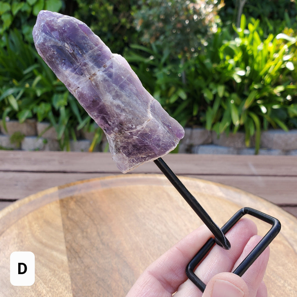 Raw Amethyst on Stand - Calming, Energetic Protection, Positivity, Connection - Purple Amethyst Crystal Healing Gemstones