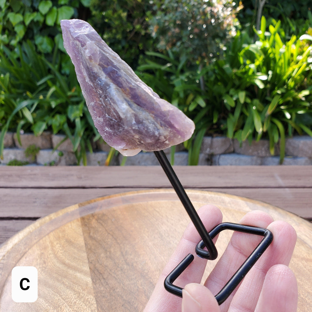 Raw Amethyst on Stand - Calming, Energetic Protection, Positivity, Connection - Purple Amethyst Crystal Healing Gemstones
