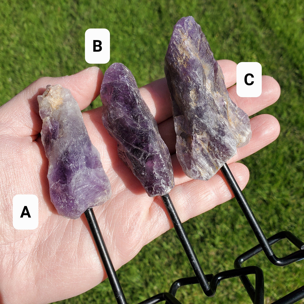 Raw Amethyst on Stand - Calming, Energetic Protection, Positivity, Connection - Purple Amethyst Crystal Healing Gemstones