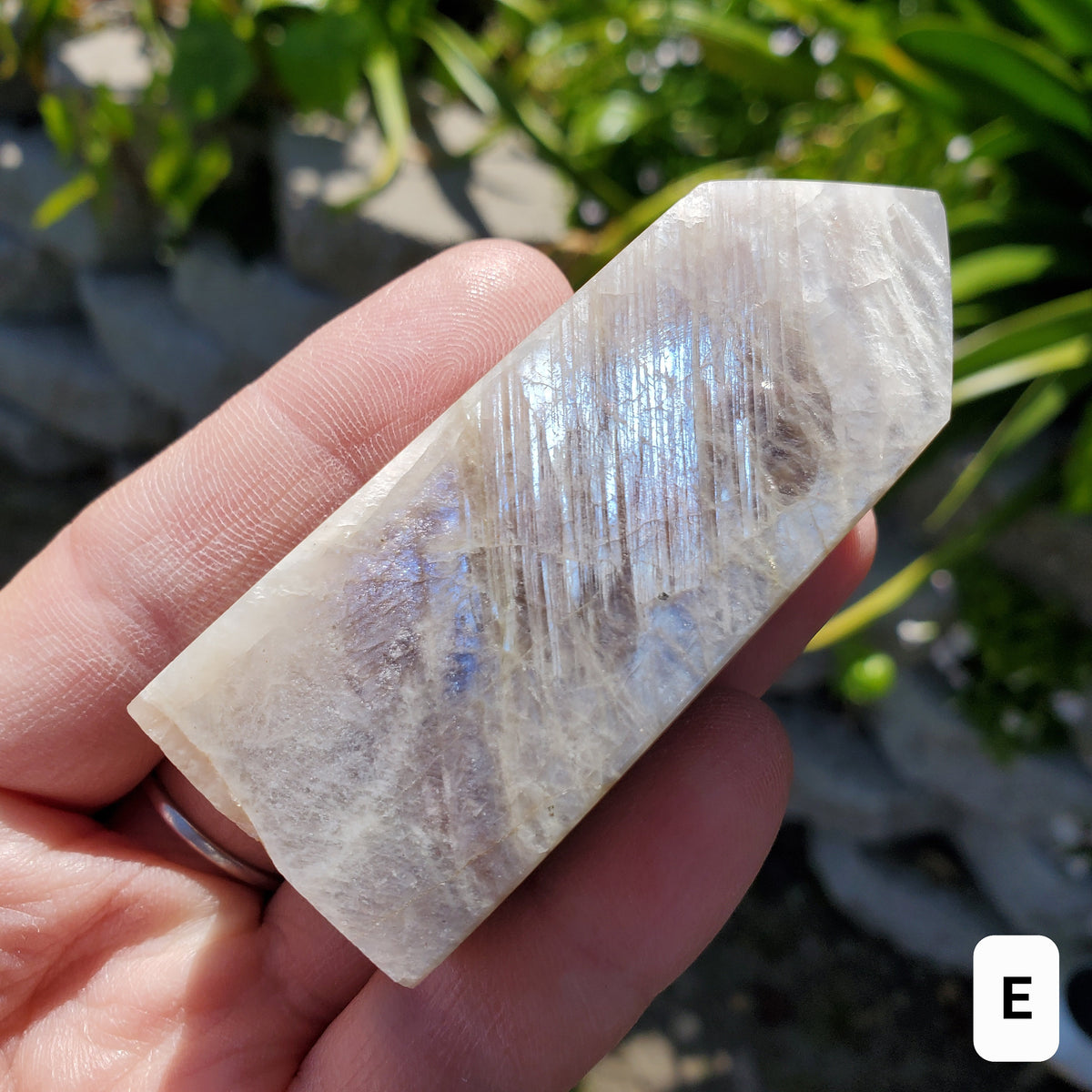 Blue & Gold Flashy Moonstone Tower - Uplifting, Raises Vibration, Feminine Energy, Empowering - Flashy Crystal Point Healing Point Gemstone
