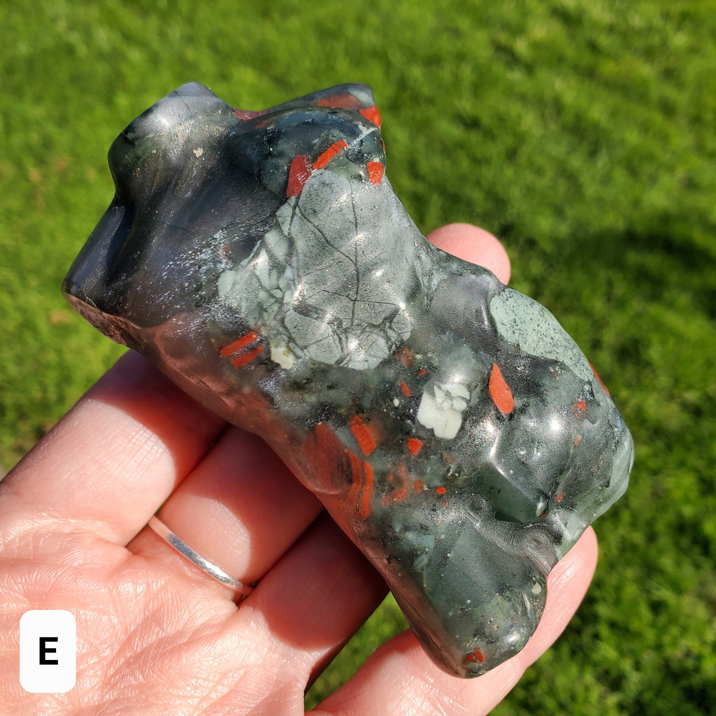 African Bloodstone Male Figure - Calming, Grounding, Persistence, Courage - Black and Red Crystal Male Healing Gemstone