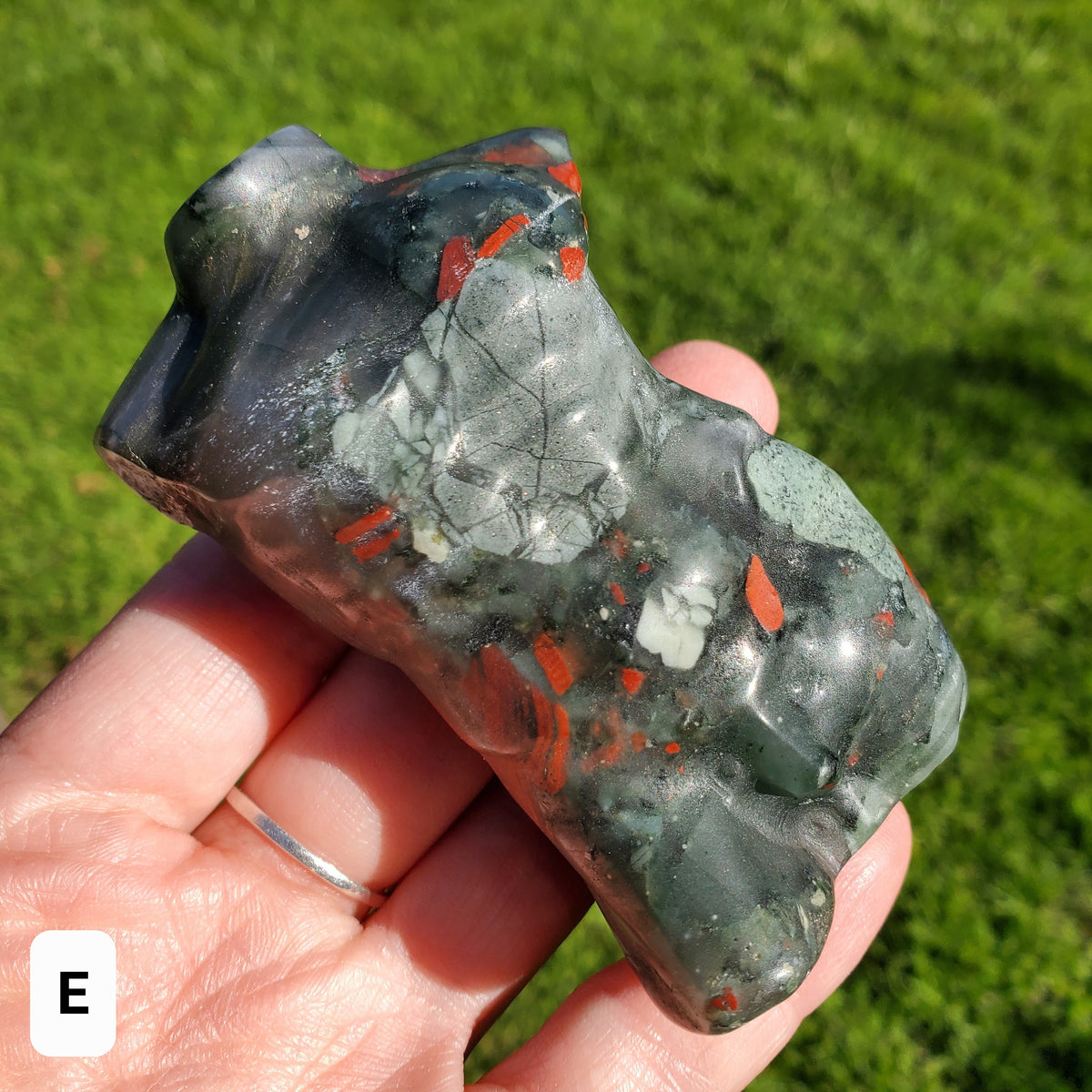 African Bloodstone Male Figure - Calming, Grounding, Persistence, Courage - Black and Red Crystal Male Healing Gemstone