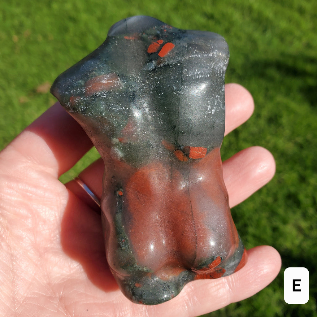 African Bloodstone Male Figure - Calming, Grounding, Persistence, Courage - Black and Red Crystal Male Healing Gemstone