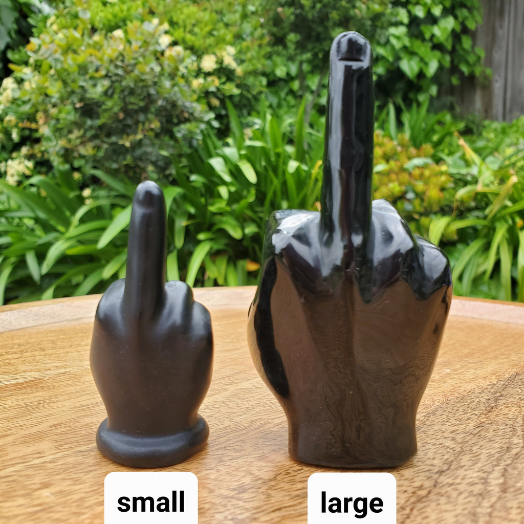 Obsidian Middle Finger Crystal - Self Reflection, Release Negativity, Increase Positivity - Crystal Hand Carving Gemstone