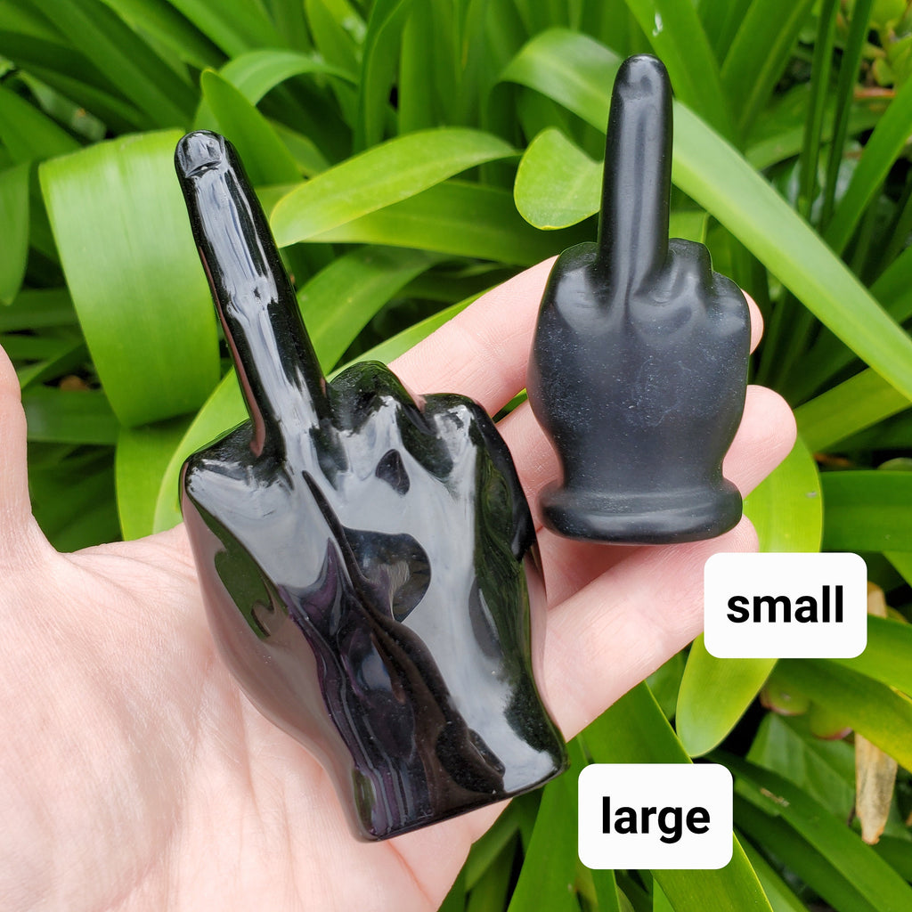Obsidian Middle Finger Crystal - Self Reflection, Release Negativity, Increase Positivity - Crystal Hand Carving Gemstone