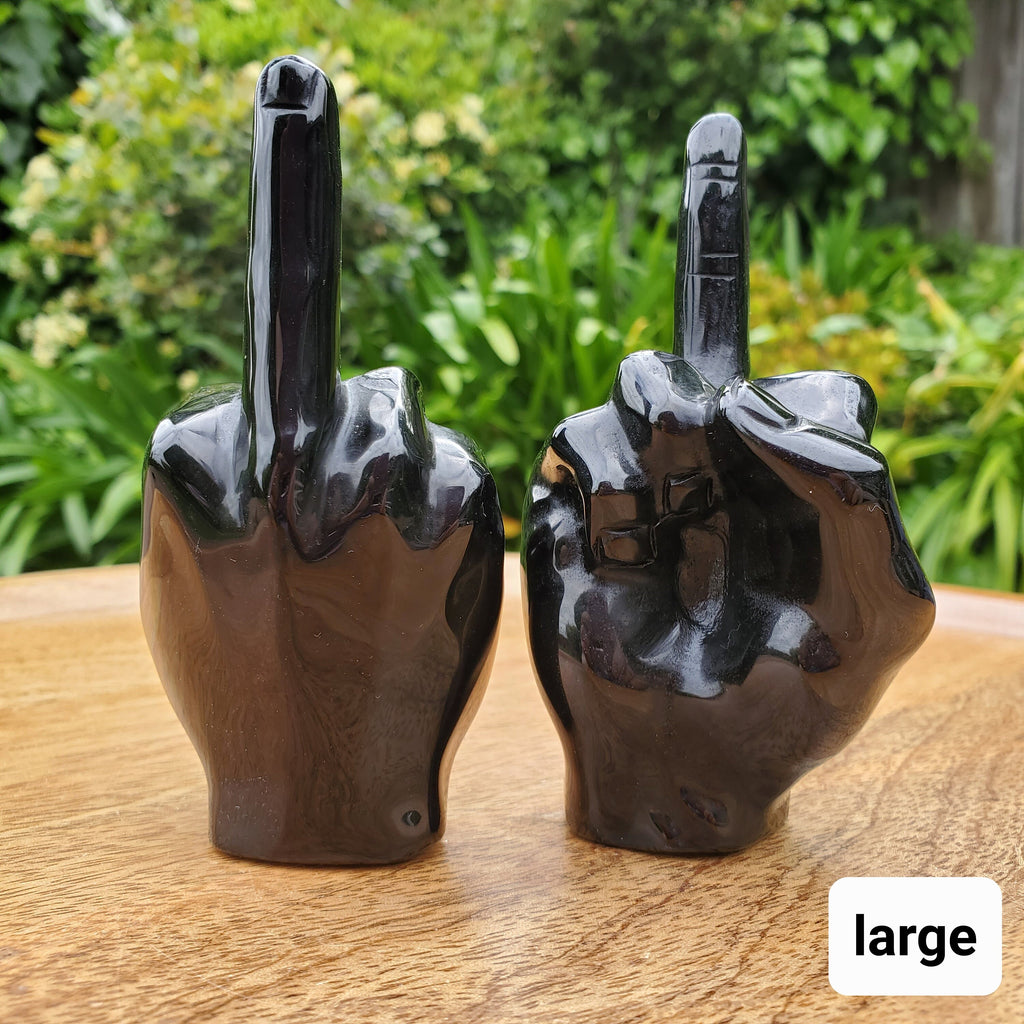 Obsidian Middle Finger Crystal - Self Reflection, Release Negativity, Increase Positivity - Crystal Hand Carving Gemstone
