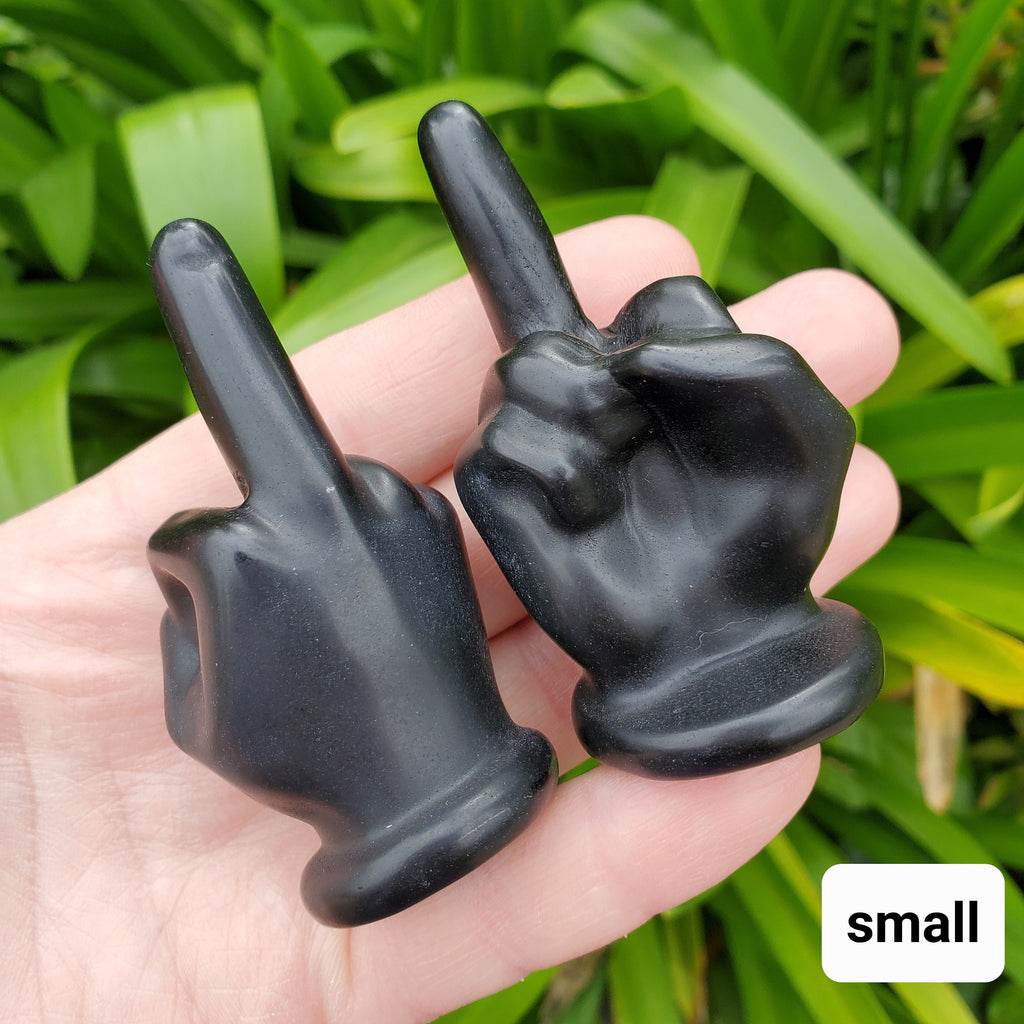 Obsidian Middle Finger Crystal - Self Reflection, Release Negativity, Increase Positivity - Crystal Hand Carving Gemstone