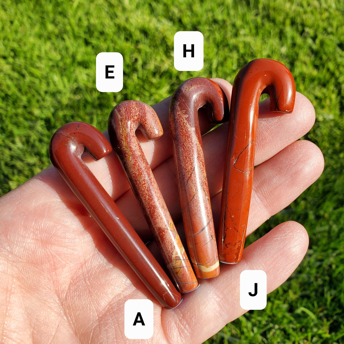 Red Jasper Candy Cane - Cellular Healing, Creativity, Reflection, Patience - Red Crystal Cane Stone Healing Gemstones