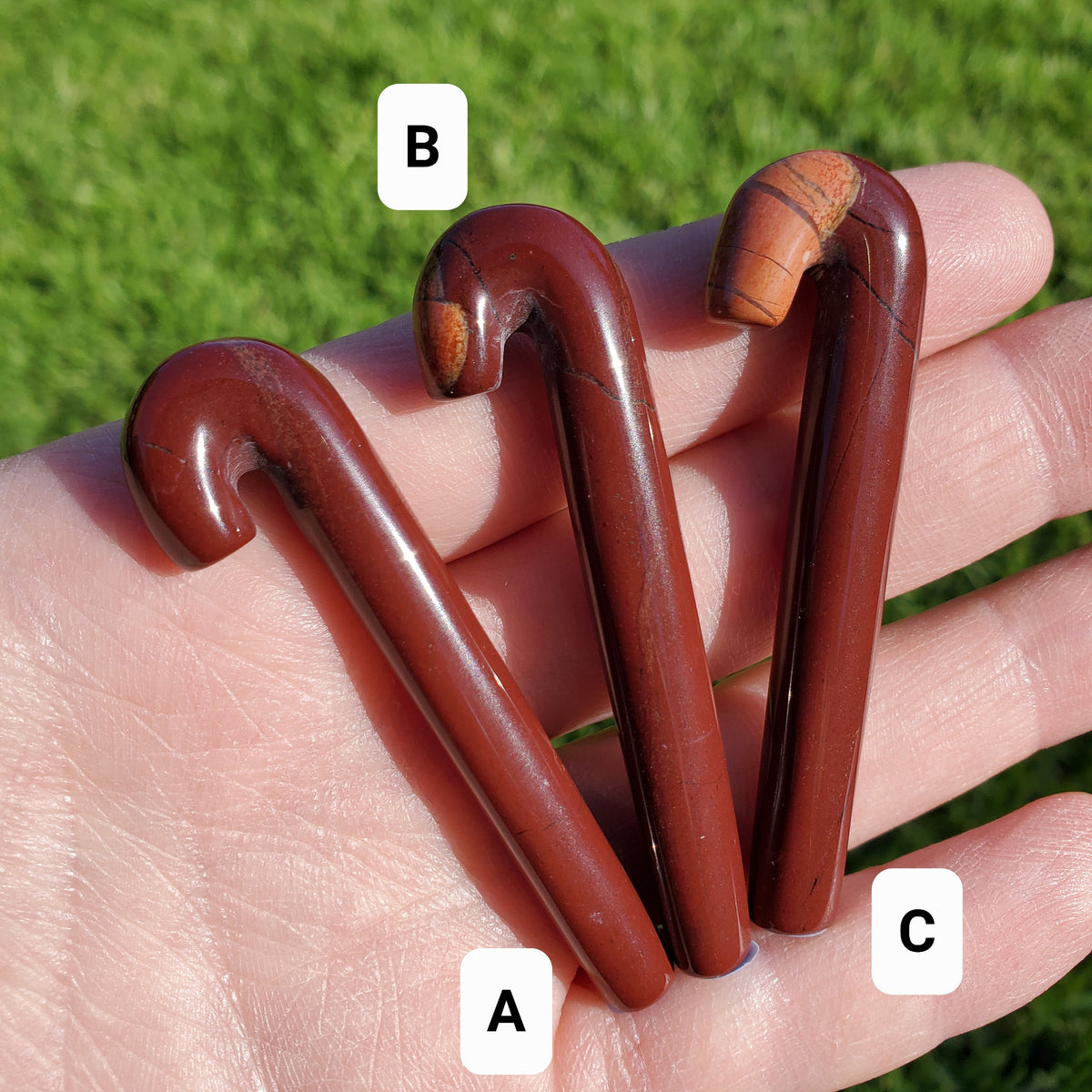 Red Jasper Candy Cane - Cellular Healing, Creativity, Reflection, Patience - Red Crystal Cane Stone Healing Gemstones