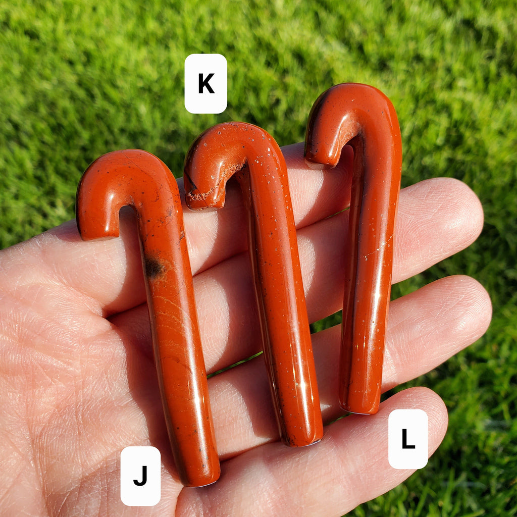 Red Jasper Candy Cane - Cellular Healing, Creativity, Reflection, Patience - Red Crystal Cane Stone Healing Gemstones
