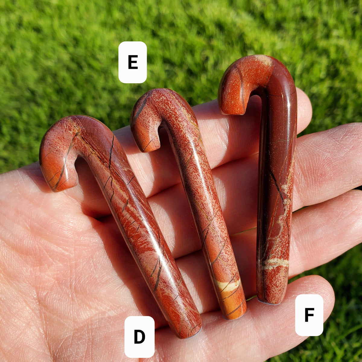 Red Jasper Candy Cane - Cellular Healing, Creativity, Reflection, Patience - Red Crystal Cane Stone Healing Gemstones