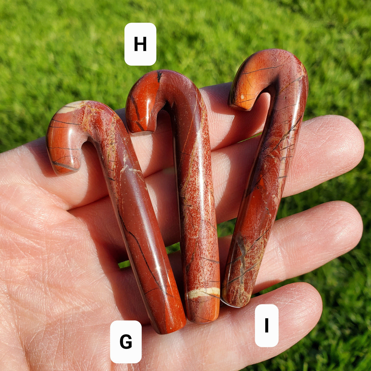 Red Jasper Candy Cane - Cellular Healing, Creativity, Reflection, Patience - Red Crystal Cane Stone Healing Gemstones