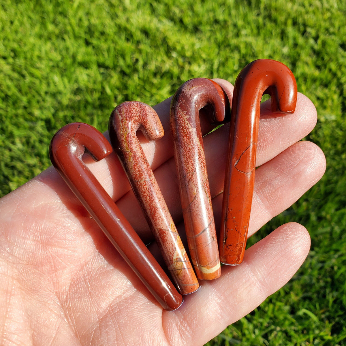 Red Jasper Candy Cane - Cellular Healing, Creativity, Reflection, Patience - Red Crystal Cane Stone Healing Gemstones