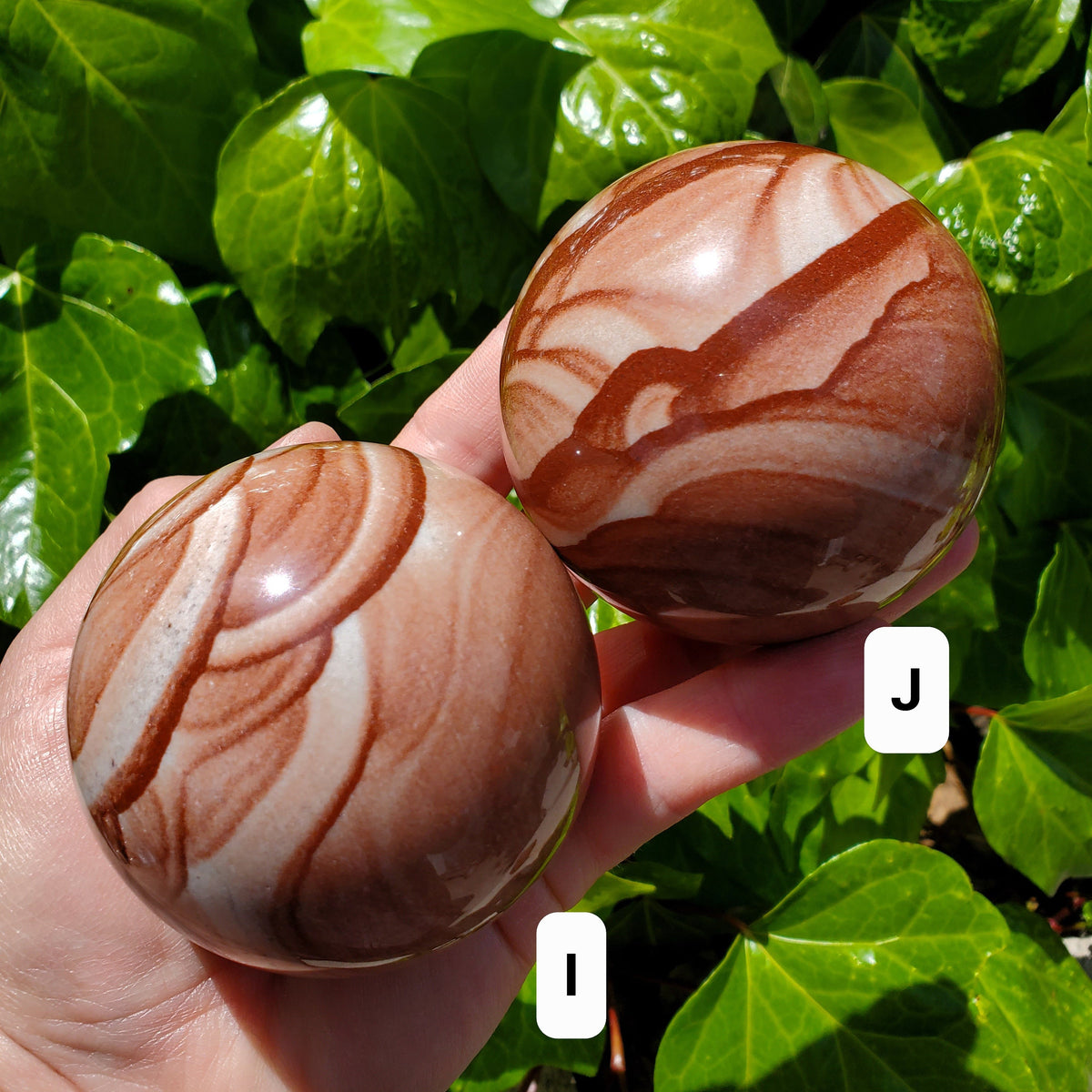Picture Stone Jasper Sphere on Wooden Stand - Grounding, Harmonizing, Soothing, Creativity - Crystal Ball Healing Gemstone Statement