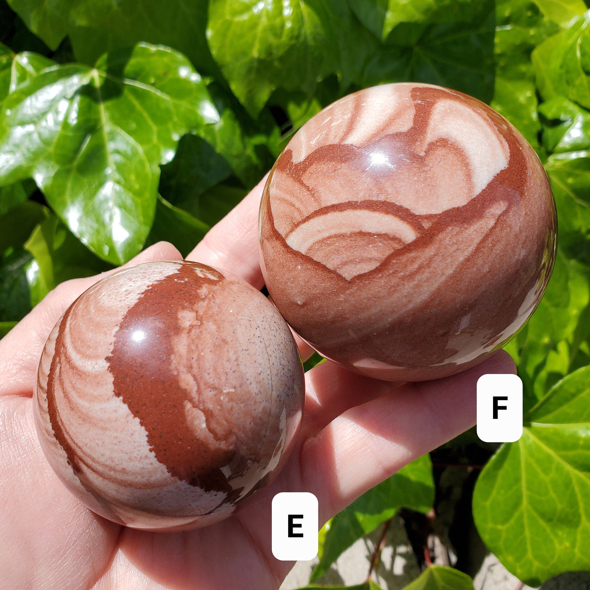 Picture Stone Jasper Sphere on Wooden Stand - Grounding, Harmonizing, Soothing, Creativity - Crystal Ball Healing Gemstone Statement