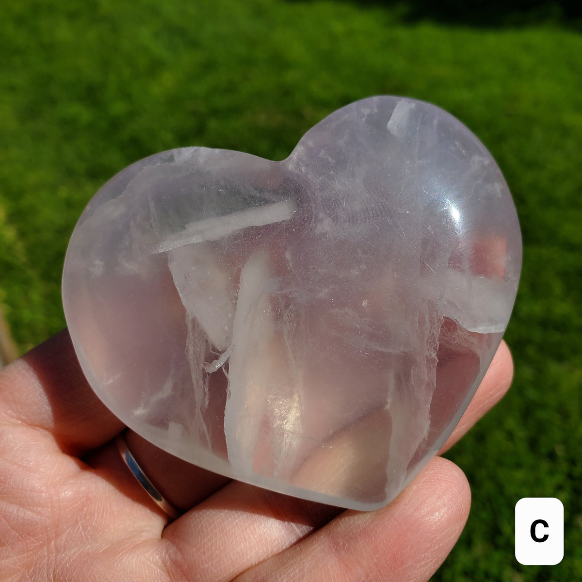 Lavender Fluorite Heart - Calming, Stability, Mental Clarity, Energetic Protection - Fluorite Healing Crystal Puffy Heart Gemstone