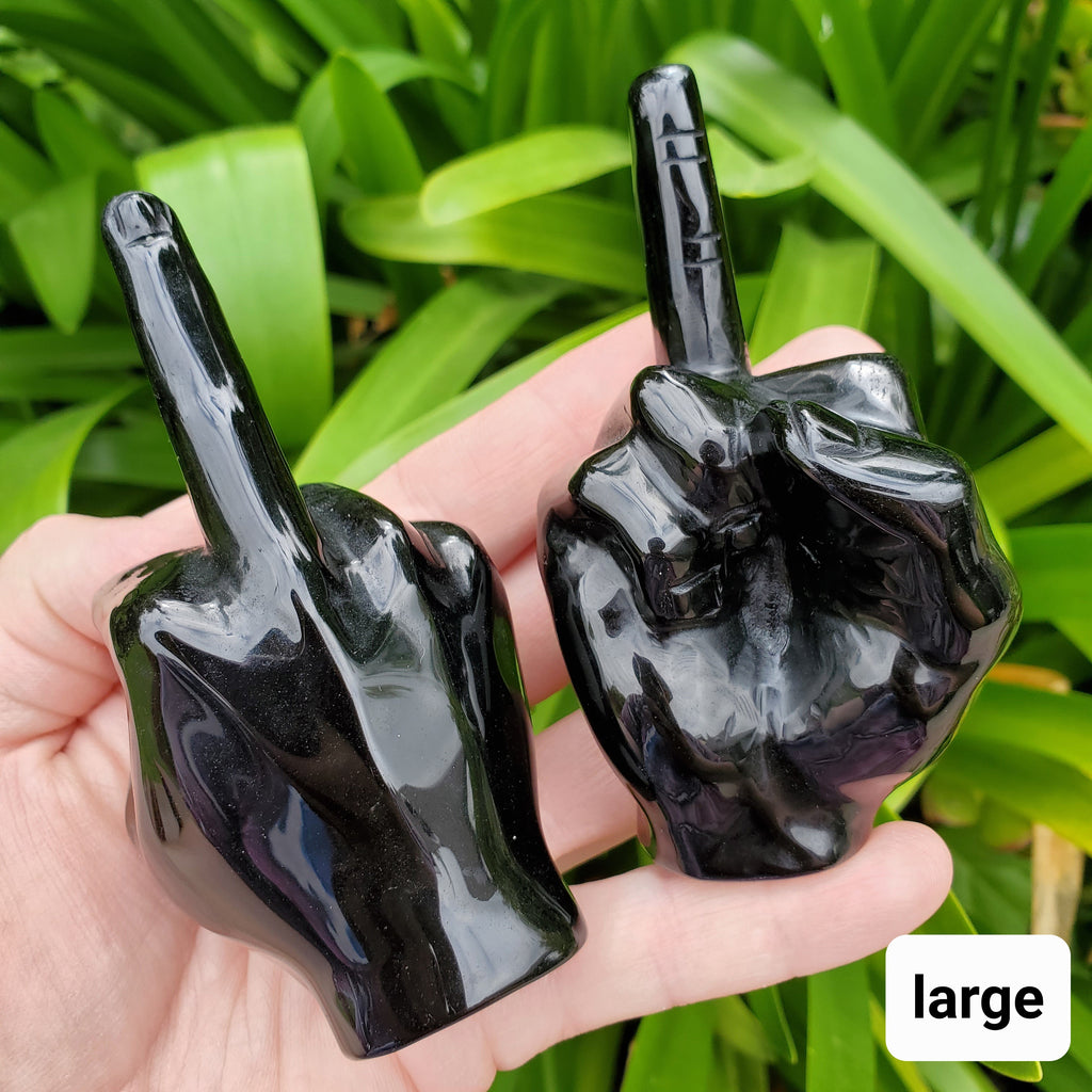 Obsidian Middle Finger Crystal - Self Reflection, Release Negativity, Increase Positivity - Crystal Hand Carving Gemstone