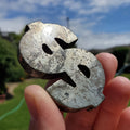 Pyrite Money Sign 2.35" - Blocks Negativity, Blocks EMF, Boost Personal Power - Pyrite Money Crystal Carving Healing Gemstones