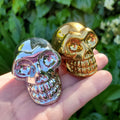 Small Gold Skull or Silver Skull - Helps Release Anger and Negativity - 3D Glass Crystal Carving Halloween Decor, Spooky Scary Skeleton