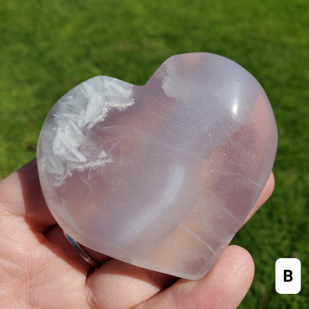 Lavender Fluorite Heart - Calming, Stability, Mental Clarity, Energetic Protection - Fluorite Healing Crystal Puffy Heart Gemstone