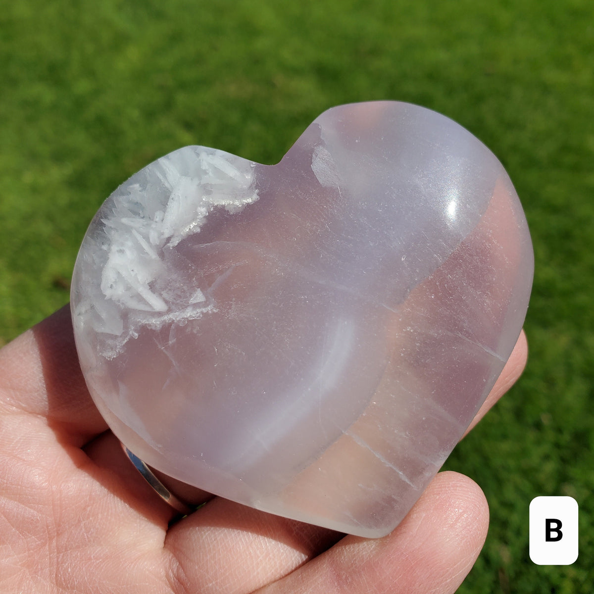 Lavender Fluorite Heart - Calming, Stability, Mental Clarity, Energetic Protection - Fluorite Healing Crystal Puffy Heart Gemstone