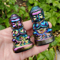 Aura Obsidian Buddha - Self Reflection, Release Negative Energies, Balance - Rainbow Aura Buddha Healing Crystals Gemstones