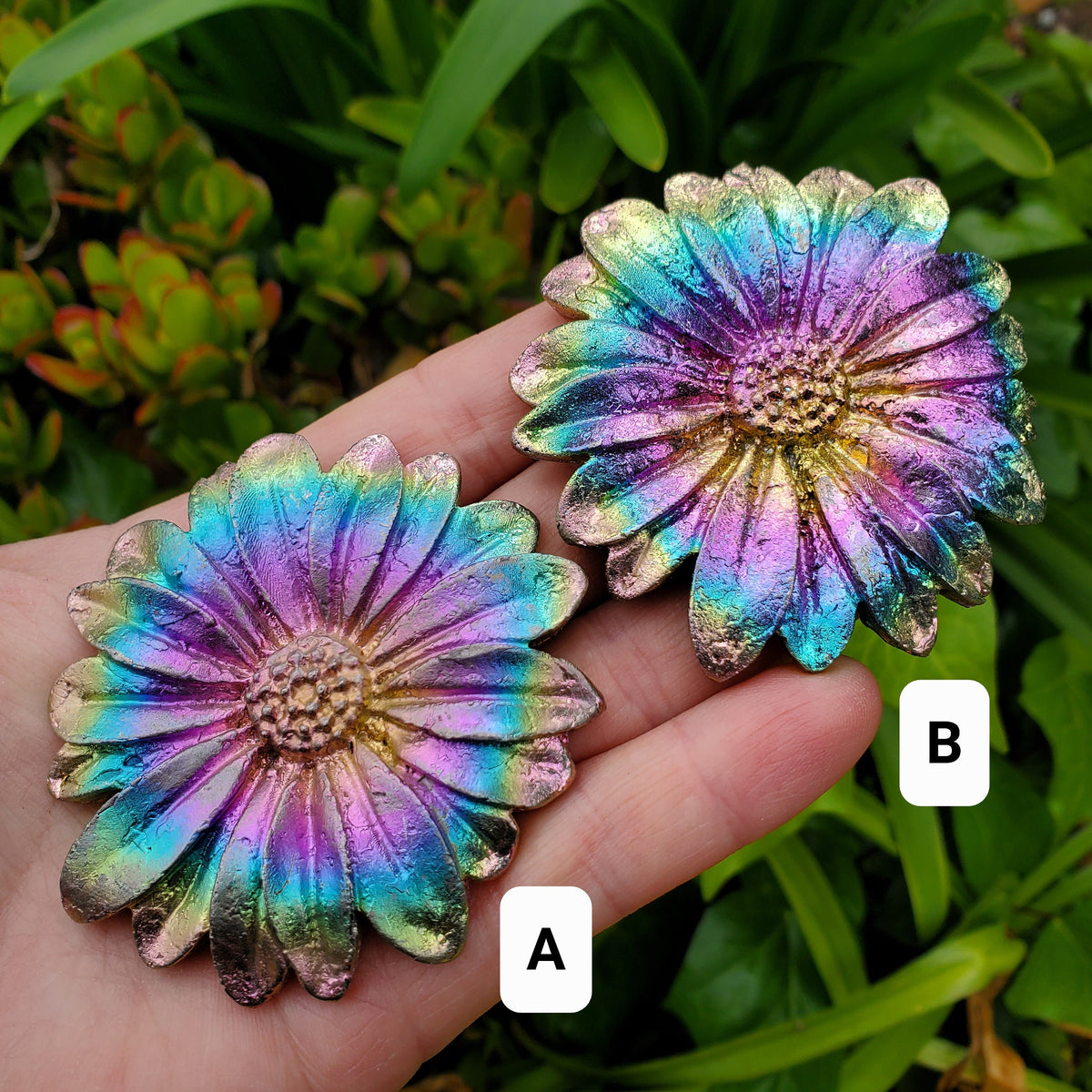 Bismuth Daisy Flower - Togetherness, Helps Bond Relationships, Strengthens Visualizations - Carved Flower Healing Gemstone
