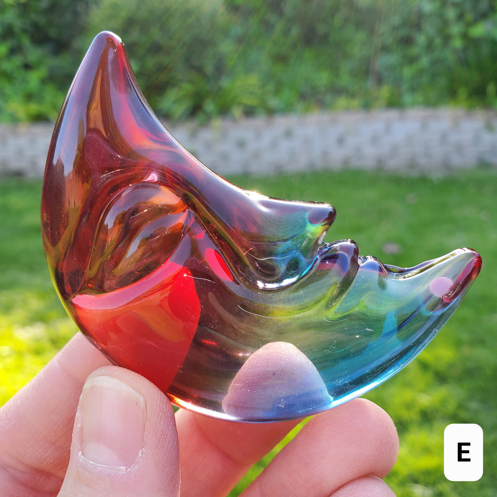 Aura Glass Moon - Light Reflecting Crystal Moon - Helps Release Anger and Negativity - 2.7" Aura Moon Carving