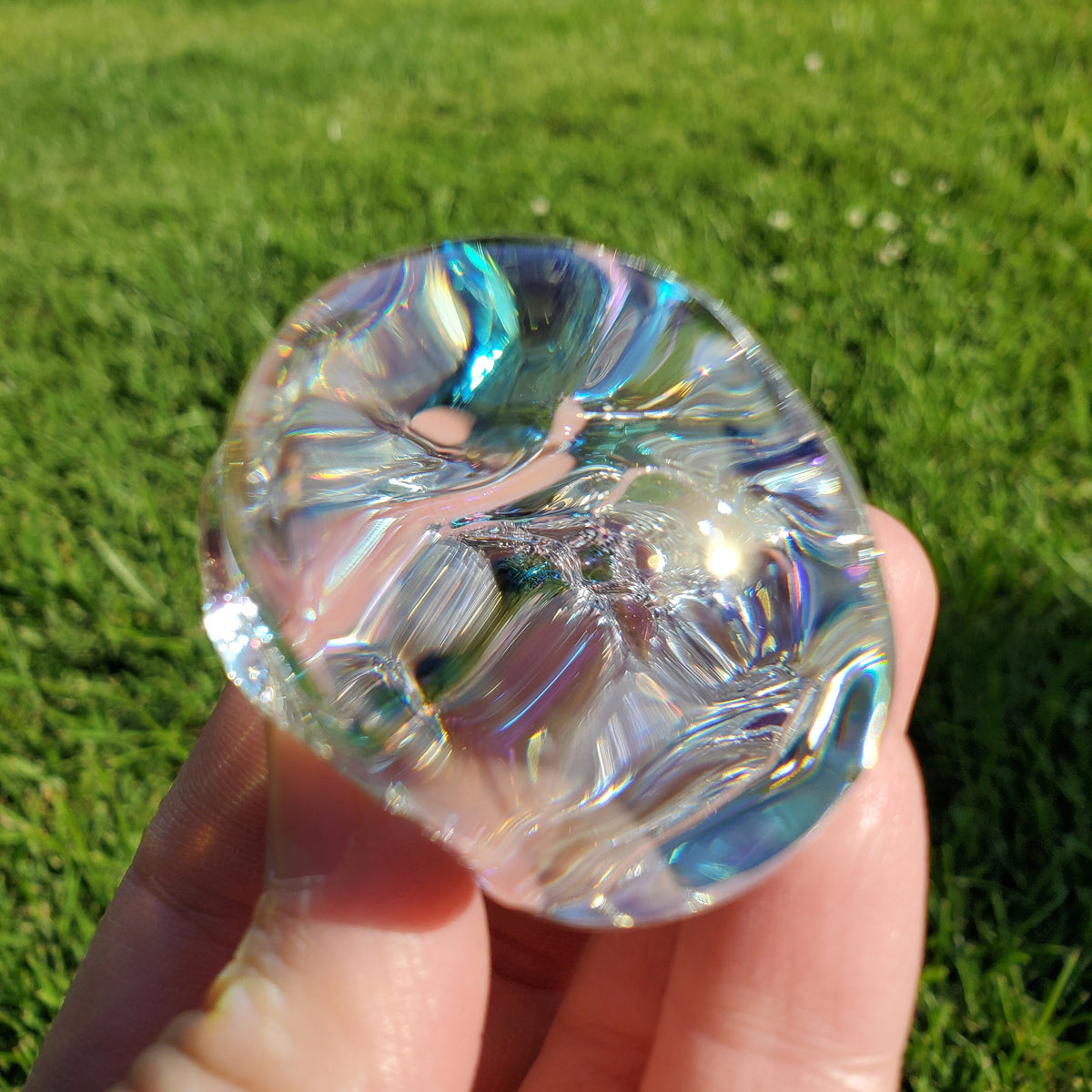 Aura Glass Skull - Helps Release Anger and Negativity - 1.7" Crystal Skull 3D Carving Halloween Spooky Scary Skeleton Decor