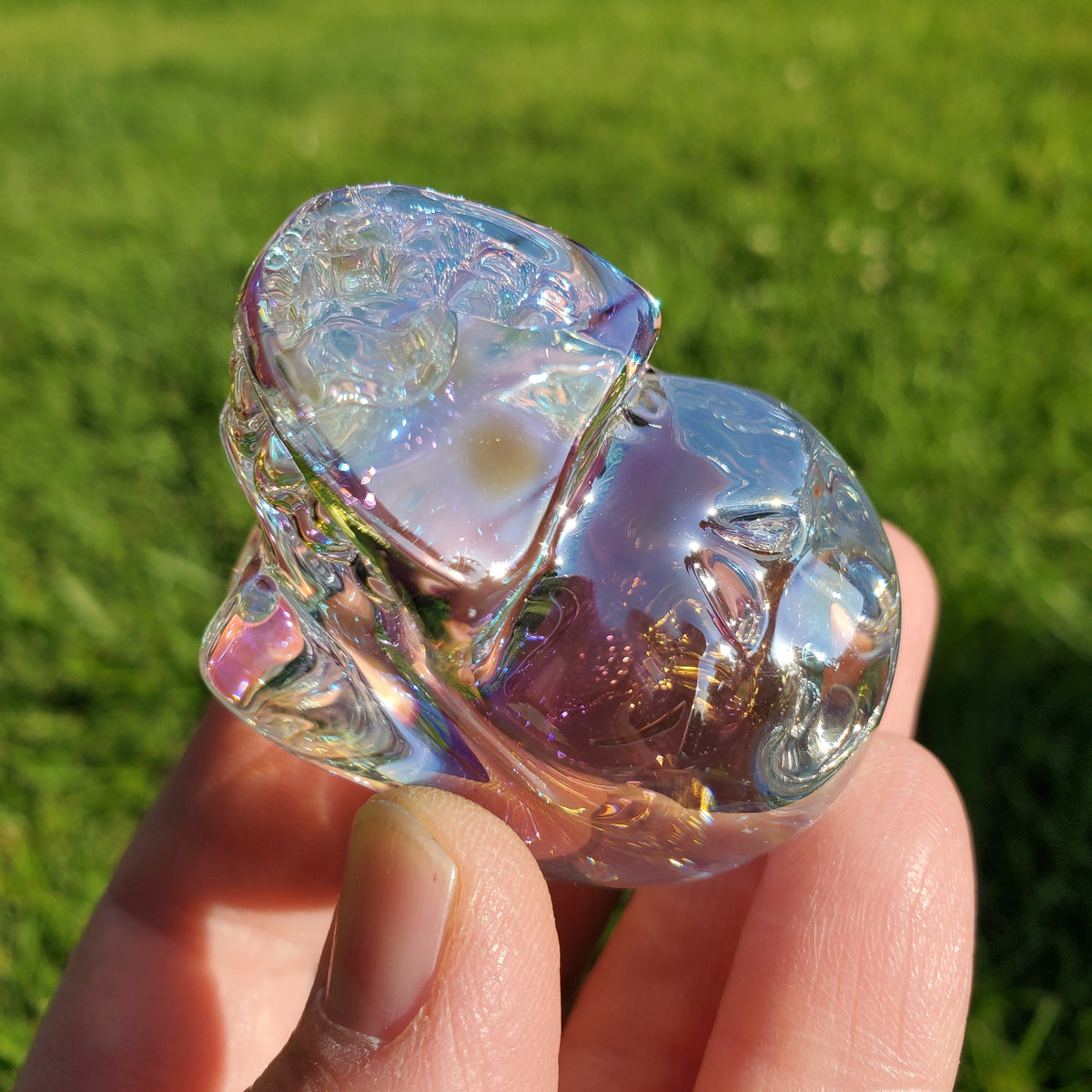 Aura Glass Skull - Helps Release Anger and Negativity - 1.7" Crystal Skull 3D Carving Halloween Spooky Scary Skeleton Decor