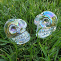 Aura Glass Skull - Helps Release Anger and Negativity - 1.7" Crystal Skull 3D Carving Halloween Spooky Scary Skeleton Decor
