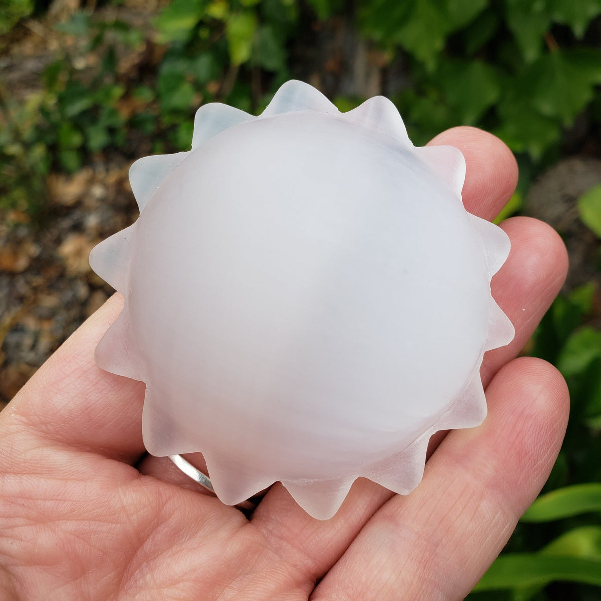 3D Selenite Sun Carving - Tranquility, Blessings, Love & Light - Satin Spar Selenite Crystal Sun Healing Gemstone