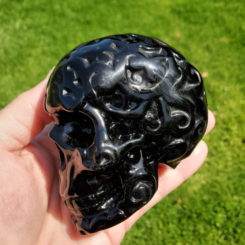 Obsidian Sugar Skull - Self Reflection, Release Negative Energies - Obsidian Black Skull Healing Crystals Gemstones