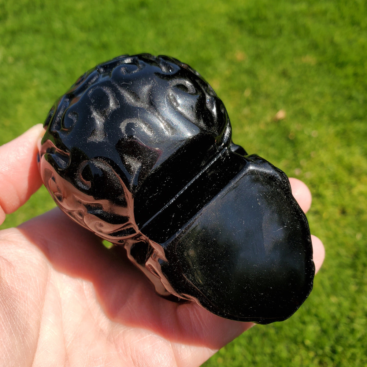 Obsidian Sugar Skull - Self Reflection, Release Negative Energies - Obsidian Black Skull Healing Crystals Gemstones