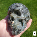 Labradorite Sugar Skull - Dreams, Awareness, Connection, Intuition, Wisdom - 3.90" Labradorite Healing Crystal Lab Skull Carving