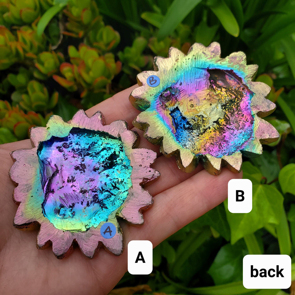 Bismuth Daisy Flower - Togetherness, Helps Bond Relationships, Strengthens Visualizations - Carved Flower Healing Gemstone