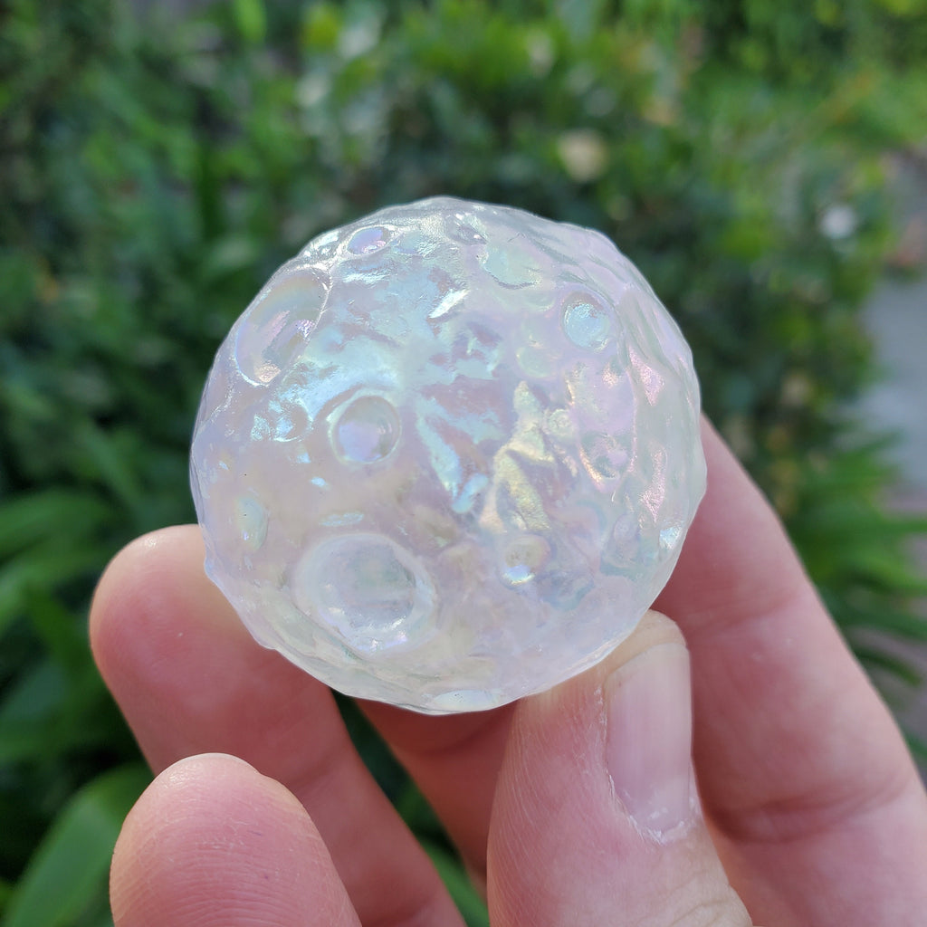Aura Quartz Full Moon Sphere - Counteracts Negative Energy, Magnifies Positive Energy, Cleanses Aura - Angel Quartz Crystal Ball Gemstone